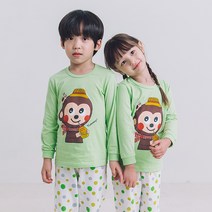 올로미미 아동용 30수 편면 야미 몽키 실내복 상하의 세트