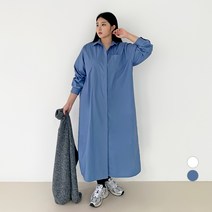 102102 여성용 빅사이즈 셔츠 롱 원피스