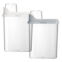 딩동펫 반려동물 투명 밀폐 사료통 2종 세트, 그레이, 화이트, 2.5L