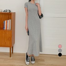 베러스윗 여성용 스판 슬림 반팔 롱 원피스
