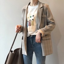 루나걸 여성용 모스폰 체크 자켓