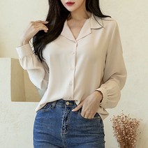 디어로라 여성용 링클프리 오픈 긴팔 블라우스