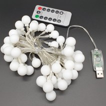 LED 앵두전구 50구 USB형 + 리모콘 세트, 전구색