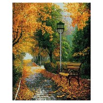 케이엠엘리 3D 액자형 사각 보석 십자수 DIY 40 x 50 cm, 벤치와 가로등, 1개