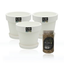 삼호유리 폴란드 플라스틱 화분 소 3p + 마사토 500g, WHITE
