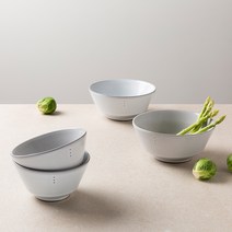 한국도자기 Conte du Jour 라이스볼 공기대접세트 4p, 화이트, 그레이, 라이스볼 공기 2종 + 씨리얼볼 대접 2종