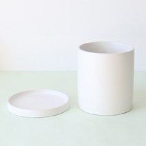 모리앤 도자기 화분 + 받침, 화이트