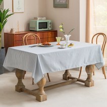 더플로우컴퍼니 간편하게 분위기 전환 깔끔한 스트라이프 식탁보, 블루, 110 x 110 cm