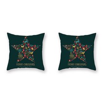 골드 그린 포인트 MERRY X-MAS 브론징 인테리어 쿠션 커버 2p