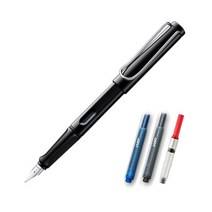 LAMY 사파리 만년필 컨버터 세트, EF, 만년필(블랙), 케이스(랜덤발송)