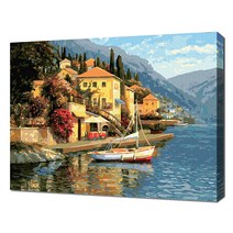 에코솔 셀프페인팅 28색 풍경화 DIY 명화 그리기 40 x 50 cm, 레이크 레만 풍경