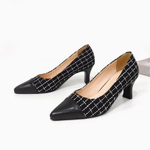 미스제인 트위드 여성 미들굽 펌프스