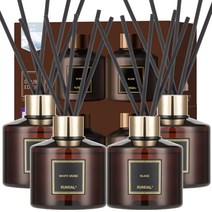 쿤달 퍼퓸 디퓨저 화이트머스크 200ml 2개 + 블랑 200ml 2개 + 섬유스틱 20개 세트, 화이트머스크, 블랑