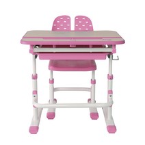 [올슨책상] 루나랩 어린이 높이 각도 조절 책상 + 의자 세트, 핑크