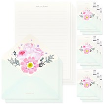 포포팬시 블라썸 플라워 편지지 4p + 봉투 2p 세트, 민트, 10세트