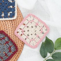 슬로우모먼츠 모눈 컵받침 뜨개질 DIY 세트, 1세트, 페일핑크 + 크림