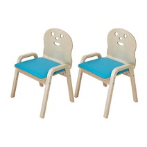 토리 원목 높이조절 어린이 쿠션의자 2p, 파랑
