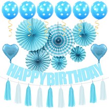 이자벨홈 생일파티 풍선 가랜드 배너 혼합 패키지, 1세트, 블루