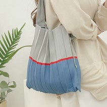 세컨핑크 니트 플리츠 주름 배색 숄더백