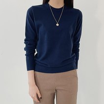 어반프랑 여성용 에린 캐시미어 라운드 루즈핏 베이직 니트