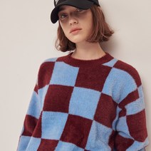 더센토르 여성용 CHECKER BOARD MINK KNIT TOP TC21AWKN11BLWN