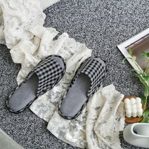 까사베르데 느와르 체크 실내화, 블랙, 1개