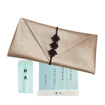 지성 현금예단 파우치형 매듭보자기 + 고급 봉채봉투, 베이지, 1매