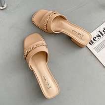 라블 여성용 체인 스트랩 미들 슬리퍼