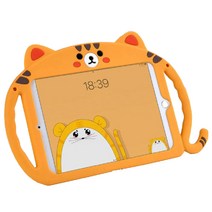 오젬 어린이 안전 호랑이 캐릭터 스탠드 실리콘 태블릿pc 케이스, 오렌지