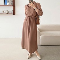 티탁 여성용 빅사이즈 데일리 카라넥 단추 스트링 포켓 하프 셔츠 투포켓 카라 원피스