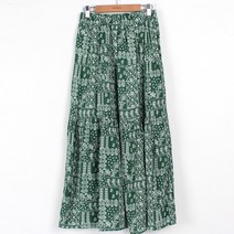 빼빼 여성용 올밴딩 페이즐리 캉캉 롱 스커트