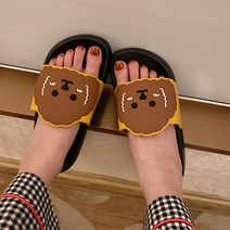 여성용 갈색 댕댕이 뽀글뽀글 푸들 슬리퍼 RK_385