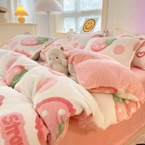 겨울 도톰하게 기모 이불솜, 뽀뽀 딸기