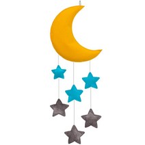 AONTUS 아기 침대 천장 모빌 여아용 나무 비즈 어린이 소년 아기 침실 디자이너 아기방 기쁨, Z-Moon