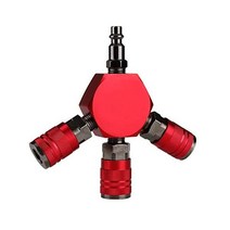 Hromee 3Way Air Manifold 4 Ports Aluminum Industrial Flat Hex Quick Connect Hose Splitter 3 Steel Co