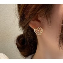 입체 이중 하트 귀걸이 이어링 실버925 silver925