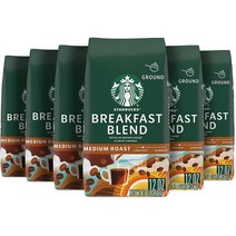 스타벅스 Starbucks 아라비카 브랙퍼스트 블랜드 미디엄 로스트 그라운드 커피 분쇄 원두커피 340g, 6팩