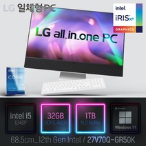 LG 일체형PC(12세대) 27V70Q-GR50K [이벤트 한컴오피스 증정], 27V70Q-GR50K 램32GB + SSD1TB