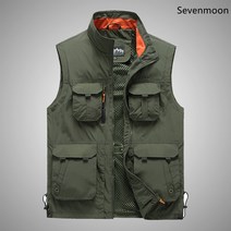 Sevenmoon M-6XL 남성용 세이프베스트 포켓조끼 카메라 낚시 멀티 포켓 베스트