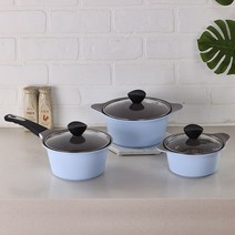 키친웰 벨로스 세라믹 냄비 3종세트 16cm 18cm 20cm 블루 베이지