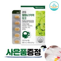 광동 혈행 기억력 징코 은행잎추출물 비타민B 셀레늄 아연 60정 2개월, 1개