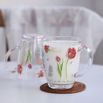 데일 빈티지 플라워 유리컵 2종 머그컵 370ml, 색상