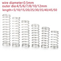20pcs 와이어 직경 0.5mm OD 4mm 5mm 6mm 7mm 8mm 10mm 12mm 스테인레스 스틸 마이크로 소형 압축 스프링 길이 5mm-50mm, [01] 0.5mm, [04] 8mm, [01] 25mm, 01 25mm_01 0.5mm_04 8mm