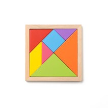우드블럭퍼즐 중형 15X15cm 원목교구 칠교놀이 도형 테트리스
