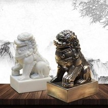 사자상 석재상 해태상 기념비 신중국식 선의서방 냉주동사자상조품모델방 책상 현관, 07 빨간색 사자 왼쪽(하나)