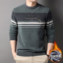 남성 스트라이프 남성 셔닐 스웨터 2022 새로운 캐주얼 플러스 벨벳 패딩 겨울 바닥 셔츠 남성 스타일 a