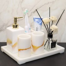 모조 옥 휴대용 비누 디스펜서 치약 홀더 욕실 액세서리 세트 입 컵 보관 트레이 수지 목욕 용품, [11] Imitation White Jade