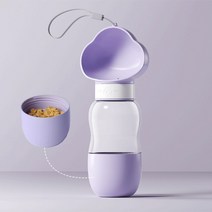 포그망 강아지 산책 물병 반려동물 휴대용 간식컵 겸용, 물병+간식컵, 퍼플