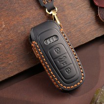 벤오토 아우디 A3 A4 A5 A6 A7 A8 Q3 Q5 Q7 SQ5 R8 TT 스마트키 가죽케이스 3 버튼 키링 키홀더 (S2-AA ADA), 블랙, S2-ADA