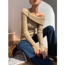하이퀄리티 수입 오프 숄더 니트 울 슬림 베이지 블랙 골지 강민경 사선 터틀넥 모헤어